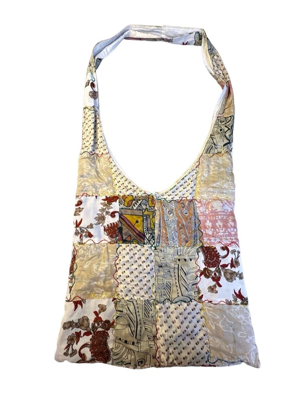 Silk Patchwork Hobo Shoulder Bag Boho Y2K Made in India Multicolor